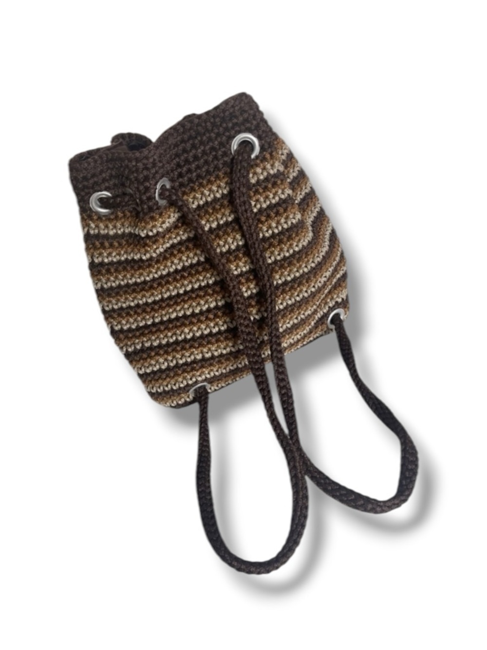 JAI Original Tri Color Neutrals Brown Crocheted Backpack